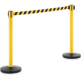 Słupek odgradzający z wyciąganą taśmą 2 m żółto czarny - 2 szt.
