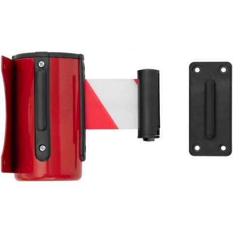 Taśma odgradzająca w kasecie ściennej metalowej 2 m biało-czerwona