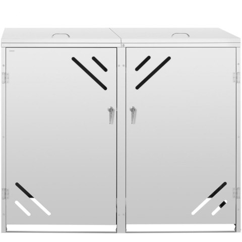 Osłona obudowa kosza kubła na śmieci podwójna z ukośnymi otworami STAL 2x 240 l