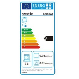 Gorenje | Kuchenka | GK6C4WF | Typ płyty gazowa | Typ piekarnika elektryczna | Biały | Szerokość 60 cm | Grillowanie | Głębokość