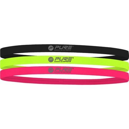 Pure2Improve | Zestaw opasek na głowę, 3 sztuki | czarny, neonowy róż, neonowy żółty