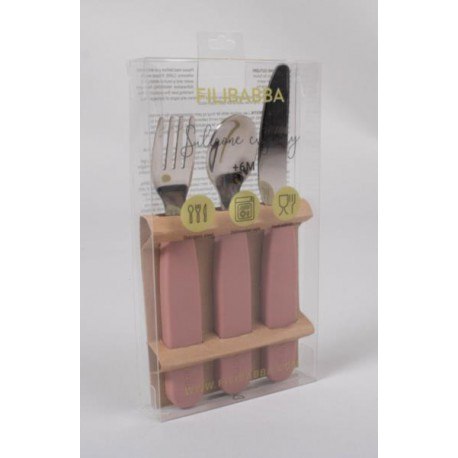 Filibabba silikonowy zestaw sztućców 3szt. rose