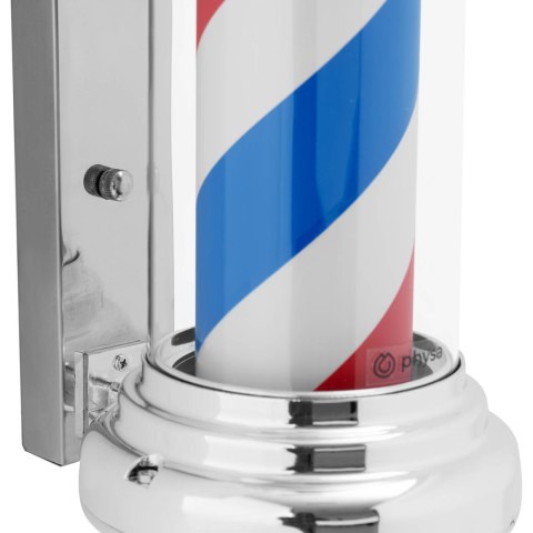 Słupek szyld fryzjerski barberski barber pole obrotowy podświetlany 28 cm - srebrny
