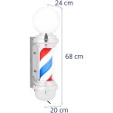 Słupek szyld fryzjerski barberski barber pole obrotowy podświetlany 28 cm - srebrny