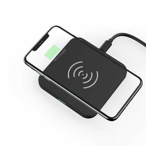 Ładowarka bezprzewodowa Qi 10W do telefonu słuchawek i ładowarka sieciowa QC3.0 + kabel USB - microUSB 1.2m czarny