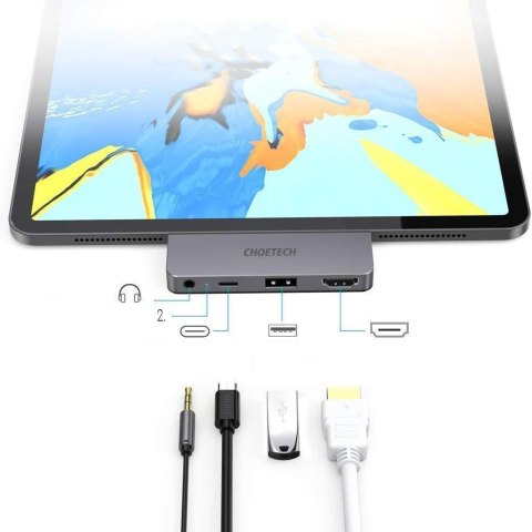 Stacja dokująca do Apple iPad Pro adapter HUB USB Typ C 4w1 60W PD czarny