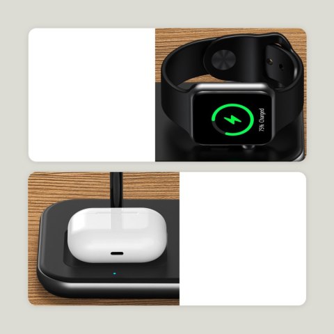 Ładowarka stacja ładująca indukcyjna MFM Mfi do iPhone AirPods Pro Apple Watch szary