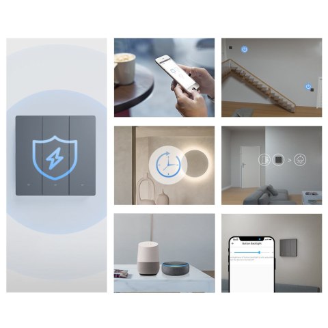 Inteligentny 3-kanałowy przełącznik ścienny WiFi czarny M5-3C-86