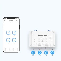 Inteligentny 4-kanałowy przekaźnik przełącznik prądu WiFi biały 4CHR3