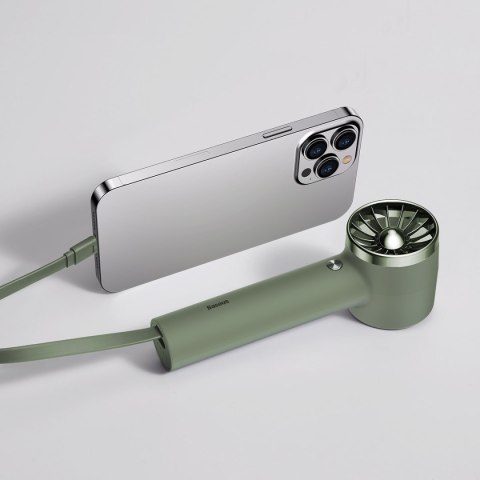 Mini wentylator wiatrak + powerbank 4000mAh z wbudowanym kablem Lightning zielony
