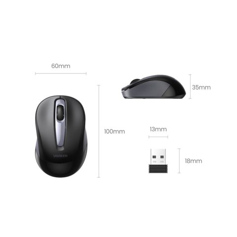 Poręczna cicha mysz myszka bezprzewodowa USB czarny