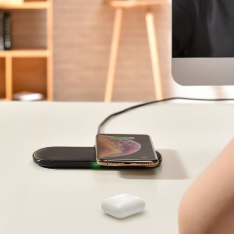 Ładowarka bezprzewodowa Qi do telefonu i słuchawek Airpods 2w1 10W czarny