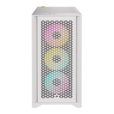 Corsair | Obudowa PC ze szkła hartowanego | iCUE 4000D RGB AIRFLOW | Okno boczne | Biały | Mid-Tower | Zasilacz w zestawie Nie