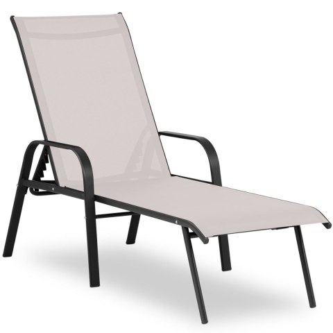 Leżak ogrodowy z regulowanym oparciem i stalowa ramą do 160 kg beżowy
