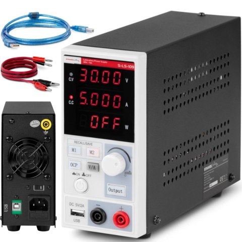 Zasilacz laboratoryjny serwisowy 0-30 V 0-5 A 150 W LED USB