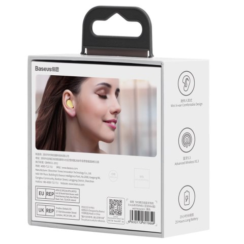 Słuchawki bezprzewodowe dokanałowe Bluetooth 5.3 Encok WM01 TWS żółty