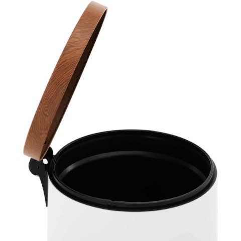 Kosz na śmieci łazienkowy z pedałem pokrywą imitującą drewno 5 l - biały