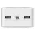 Powerbank 30000mAh 2xUSB USB-C microUSB 15W biały