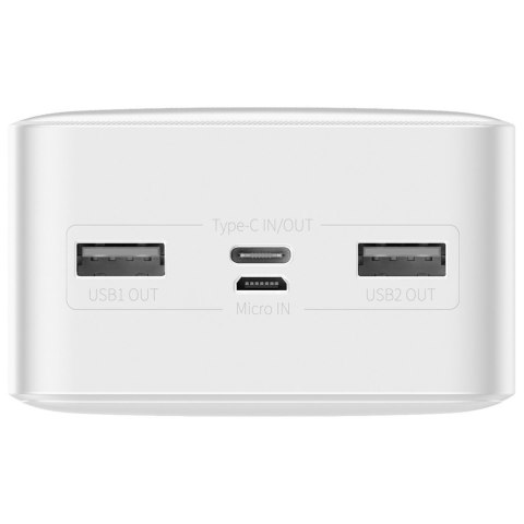 Powerbank 30000mAh 2xUSB USB-C microUSB 15W biały