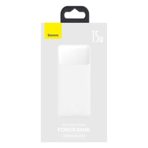 Powerbank 30000mAh 2xUSB USB-C microUSB 15W biały