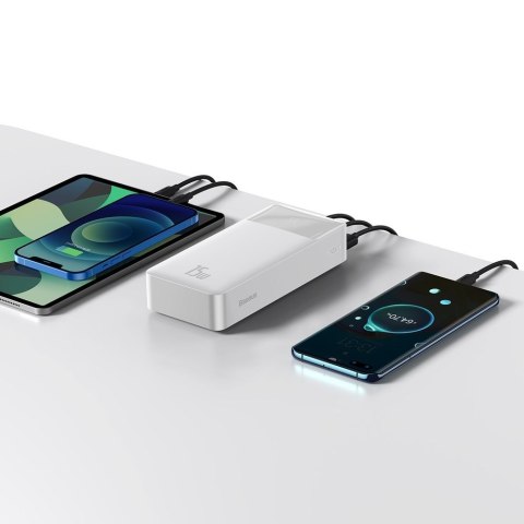 Powerbank 30000mAh 2xUSB USB-C microUSB 15W biały