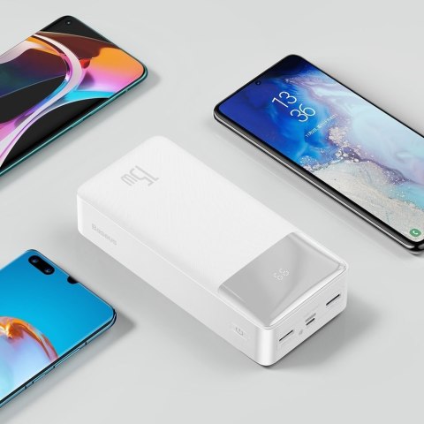 Powerbank 30000mAh 2xUSB USB-C microUSB 15W biały