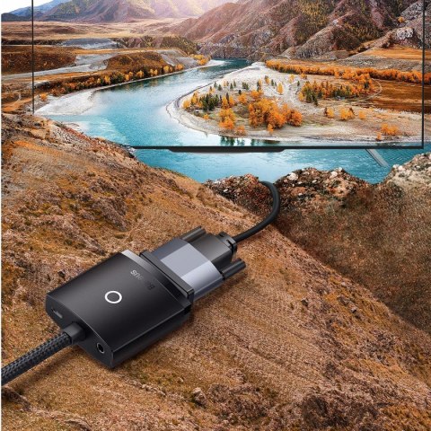 Przejściówka adapter HDMI do VGA + mini jack 3.5mm zasilanie microUSB czarny