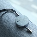 Rozwijany kabel 3w1 USB microUSB Iphone Lightning USB-C 3.5A 35cm 120cm szary