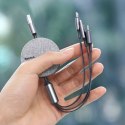Rozwijany kabel 3w1 USB microUSB Iphone Lightning USB-C 3.5A 35cm 120cm szary
