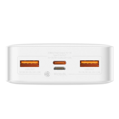 Bipow powerbank z szybkim ładowaniem 20000mAh kabel USB-A microUSB 0.25m biały