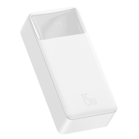 Bipow powerbank z wyświetlaczem 30000mAh kabel USB-A microUSB 0.25m biały