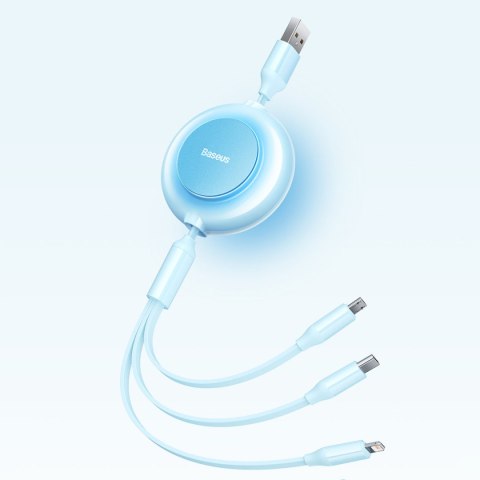 Bright Mirror 2 kabel przewód 3w1 USB Typ A microUSB + Iphone Lightning + USB-C 3.5A 1.1m czarny