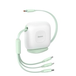 Kabel przewód zwijany 3w1 USB-C microUSB Iphone Lightning 1.7m zielony