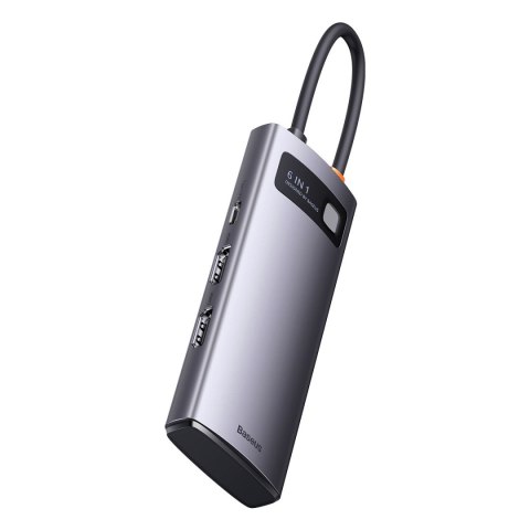 Metal Gleam 6w1 wielofunkcyjny HUB USB-C USB-C Power Delivery 100W 2xHDMI 4K 3xUSB 3.2 szary