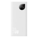 Powerbank Adaman2 z wyświetlaczem cyfrowym 10000mAh 2xUSB 1xUSB-C Quick Charge biały