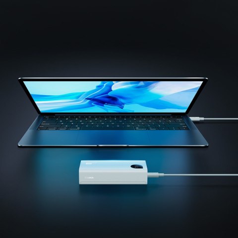 Powerbank Adaman2 z wyświetlaczem cyfrowym 10000mAh 2xUSB 1xUSB-C Quick Charge biały