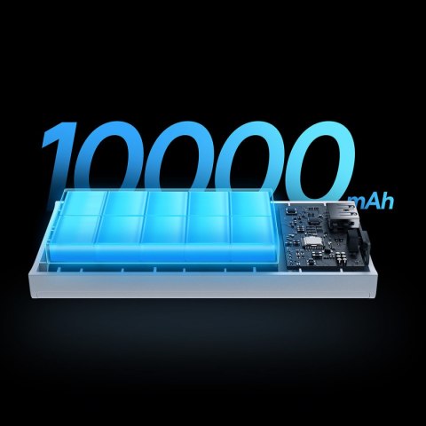 Powerbank Adaman2 z wyświetlaczem cyfrowym 10000mAh 2xUSB 1xUSB-C Quick Charge biały