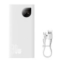 Powerbank Adaman2 z wyświetlaczem cyfrowym 10000mAh 2xUSB 1xUSB-C Quick Charge biały