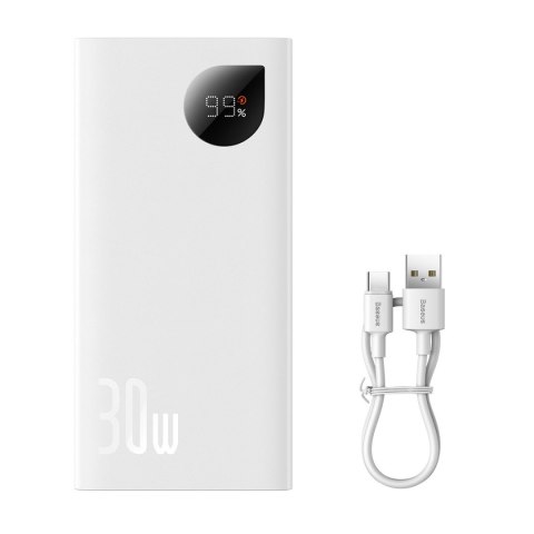 Powerbank Adaman2 z wyświetlaczem cyfrowym 10000mAh 2xUSB 1xUSB-C Quick Charge biały