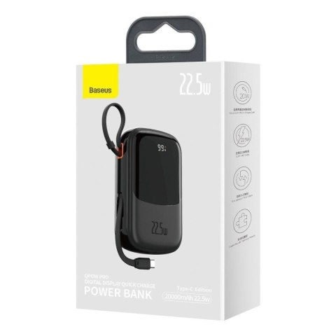 Powerbank z szybkim ładowaniem 20000mAh 22.5W QC-PD-SCP-FCP kabel USB-C czarny