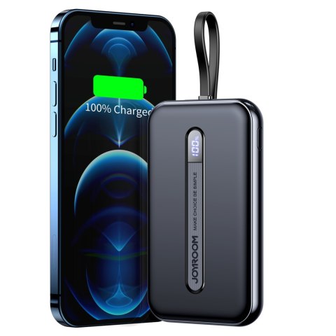 Powerbank z wbudowanym kablem Iphone Lightning 10000mAh PD QC3.0 czarny