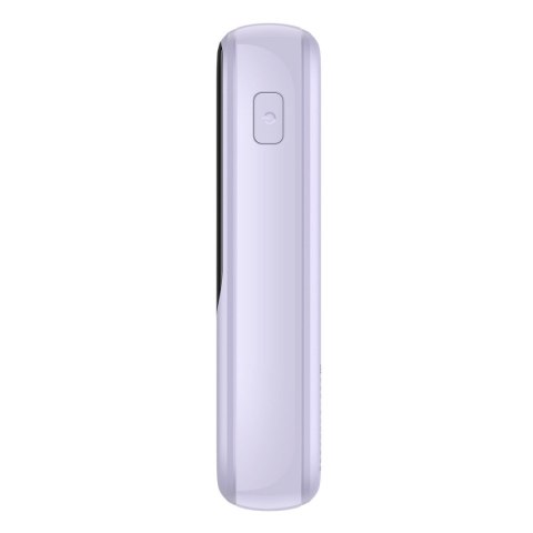 Qpow powerbank 10000mAh wbudowany kabel USB Typu C 22.5W Quick Charge fioletowy