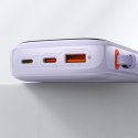 Qpow powerbank 10000mAh wbudowany kabel USB Typu C 22.5W Quick Charge fioletowy