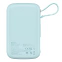 Qpow powerbank 10000mAh wbudowany kabel USB Typu C 22.5W Quick Charge niebieski