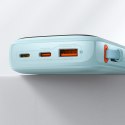 Qpow powerbank 10000mAh wbudowany kabel USB Typu C 22.5W Quick Charge niebieski