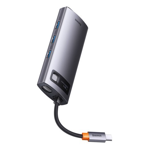 Stacja dokująca HUB 7w1 USB-C 1xHDMI 1xVGA 3xUSB 3.2 1xPower Delivery RJ-45 Ethernet szary