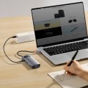 Stacja dokująca HUB 7w1 USB-C 1xHDMI 1xVGA 3xUSB 3.2 1xPower Delivery RJ-45 Ethernet szary