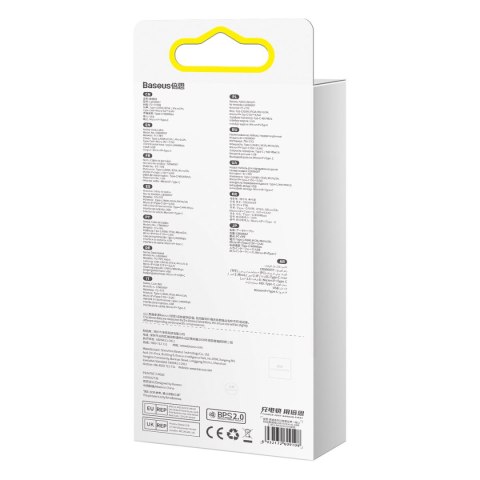 Zwijany kabel przewód 3w1 USB microUSB + Iphone Lightning + USB-C 66W 1.1m niebieski