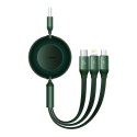Zwijany kabel przewód 3w1 USB microUSB + Iphone Lightning + USB-C 66W 1.1m zielony