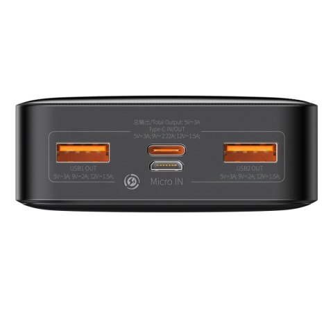 Bipow powerbank z szybkim ładowaniem 20000mAh kabel USB-A microUSB 0.25m czarny